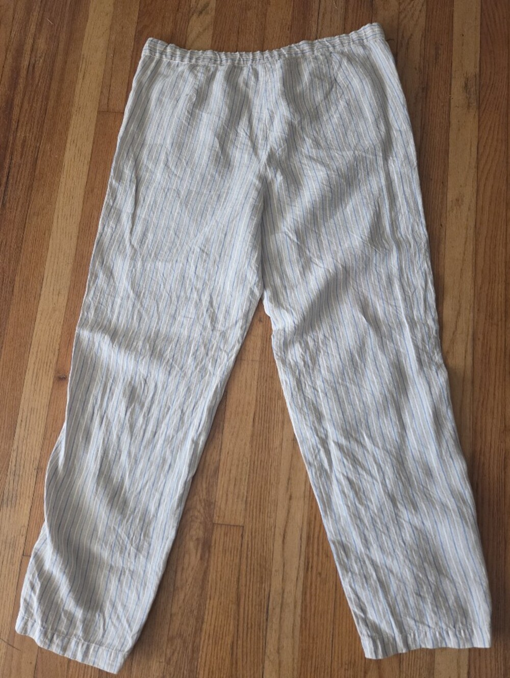 J.Jill Love Linen 100% Linen Striped Drawstring Pants Coastal Preppy Large Tall - Picture 2 of 10